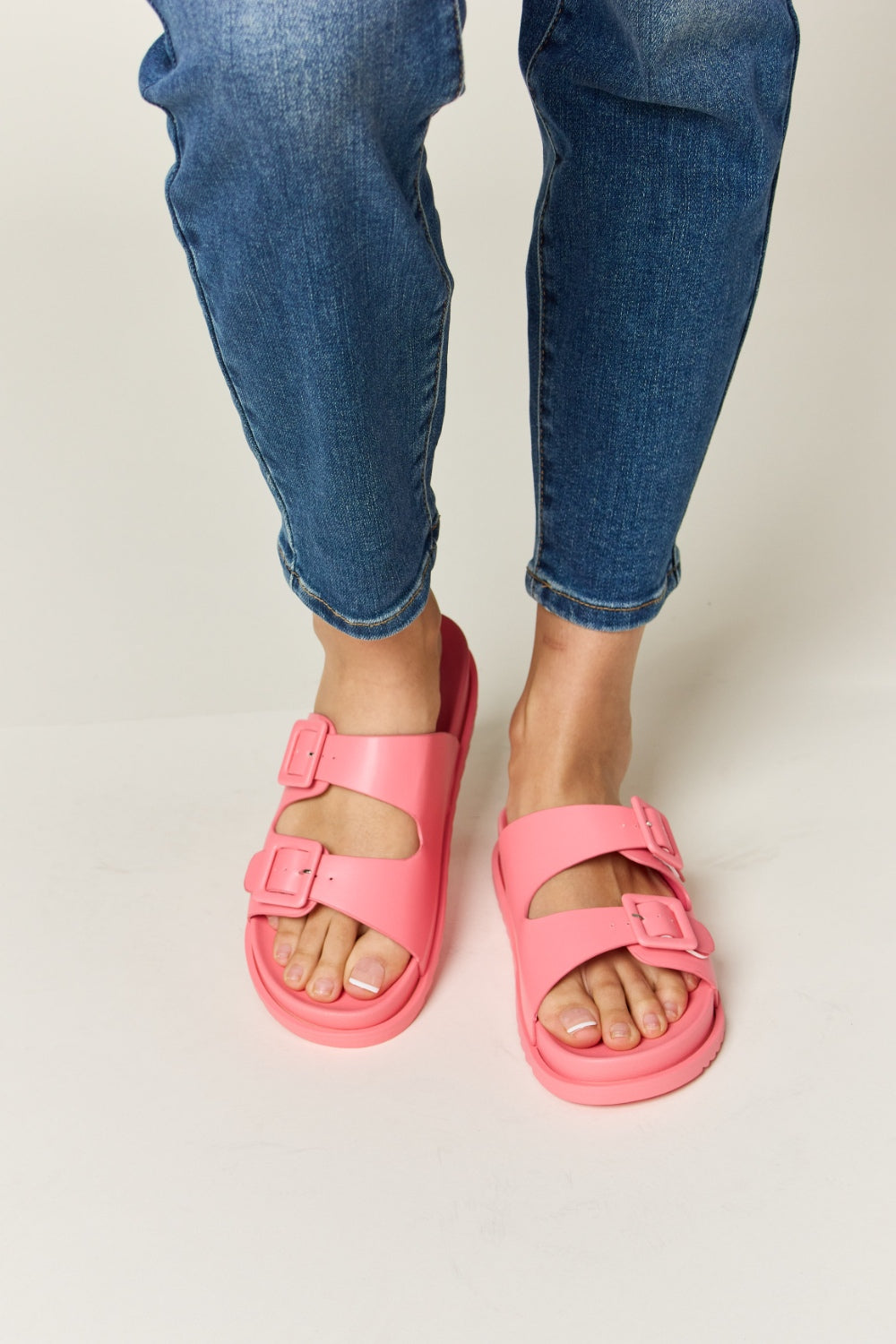 Open Toe Double Buckle Sandals