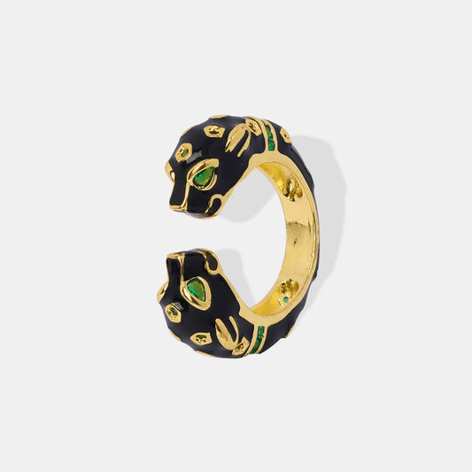 Black & Gold Panther Open Ring