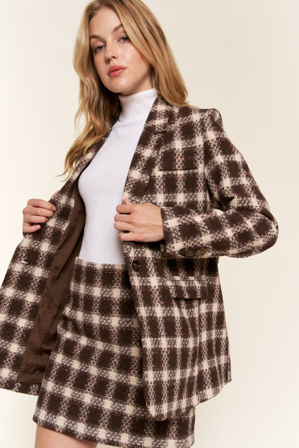 Plaid #1 One Button Blazer