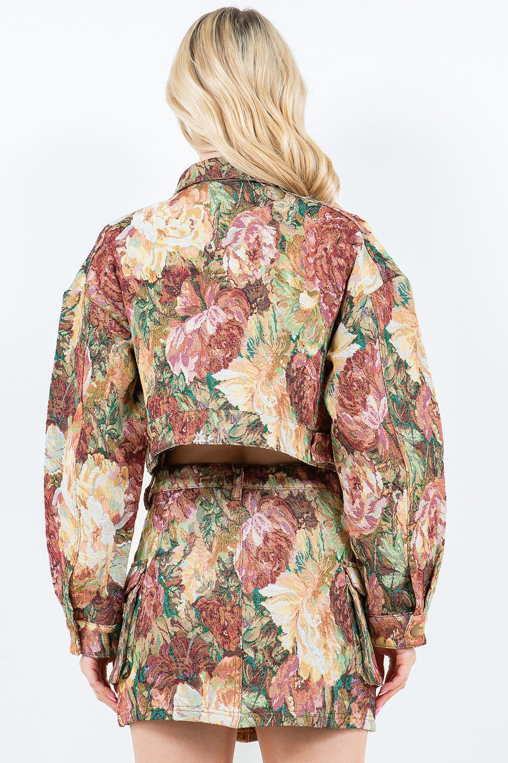 Jacquard Cargo Cropped Jacket